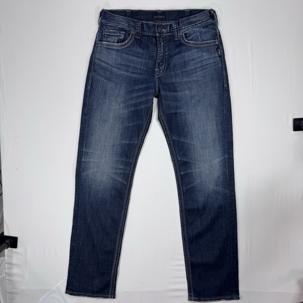 Silver Jeans Mens 32x34 Tall Blue Hunter Athletic Fit Tapered Dark Wash Denim